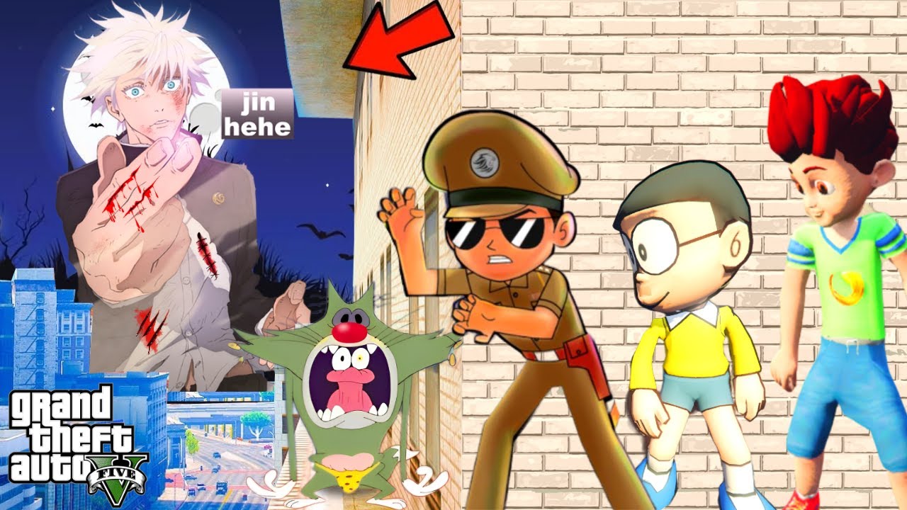 Gojo Play HIDE & KILL With Franklin, Kicko, Shinchan, Doraemon, Nobita And Jack | In Gta 5