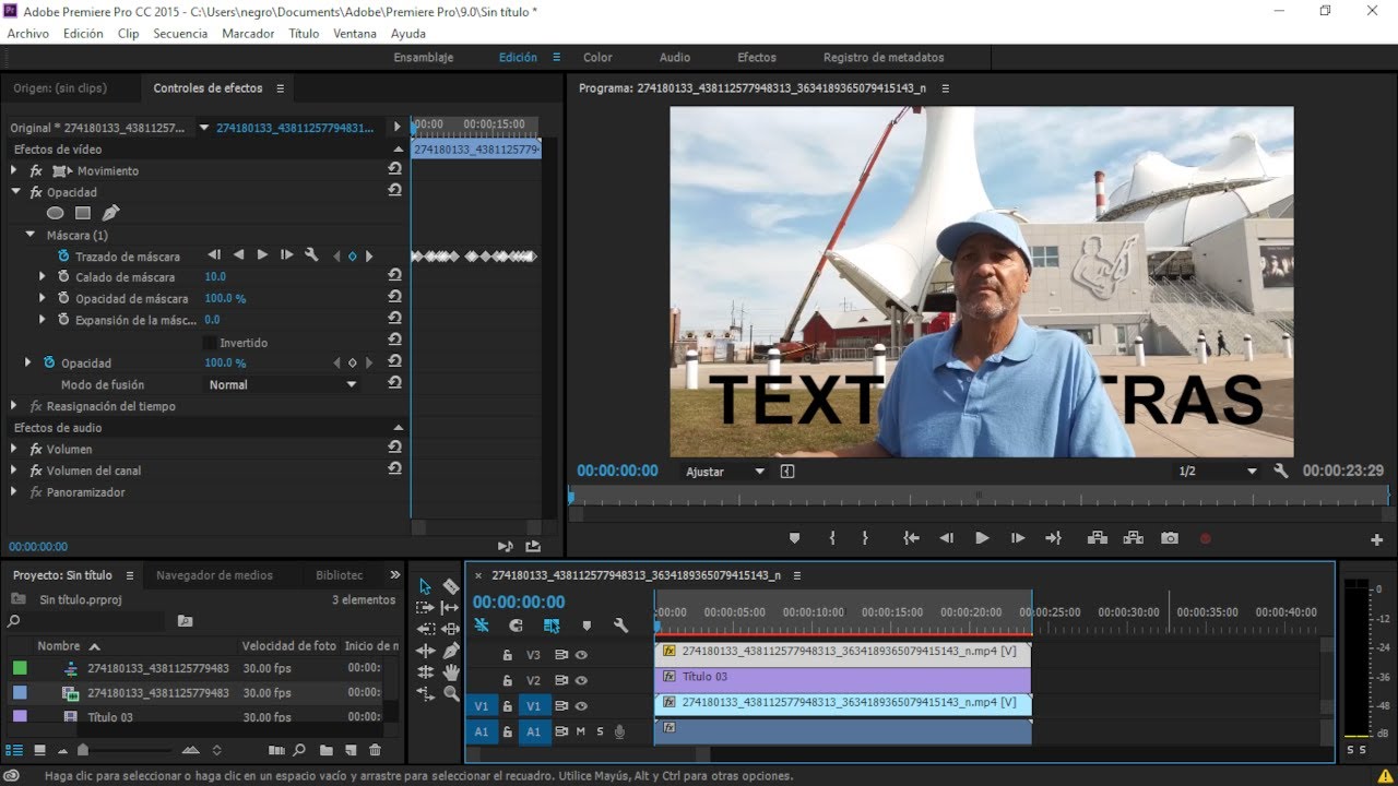 7 Premiere Pro, Como poner texto detrás de persona