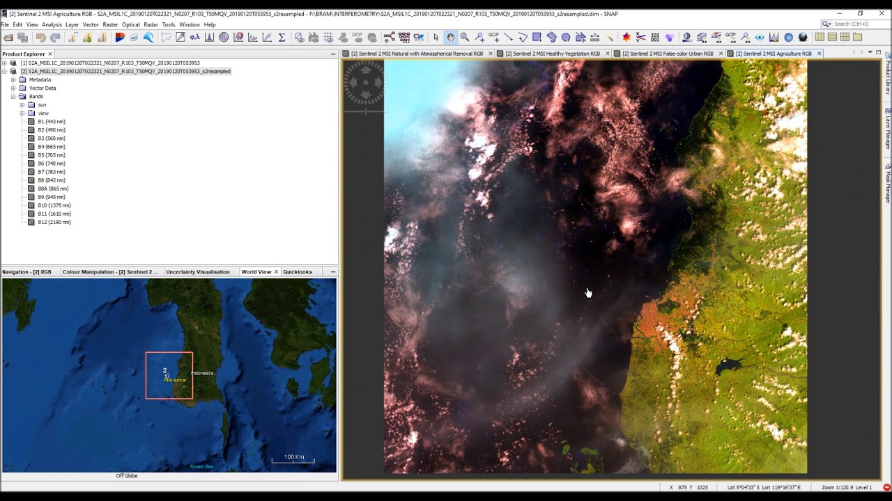 Automatic cloud Masking of Sentinel 2 Imagery Using ESA SNAP