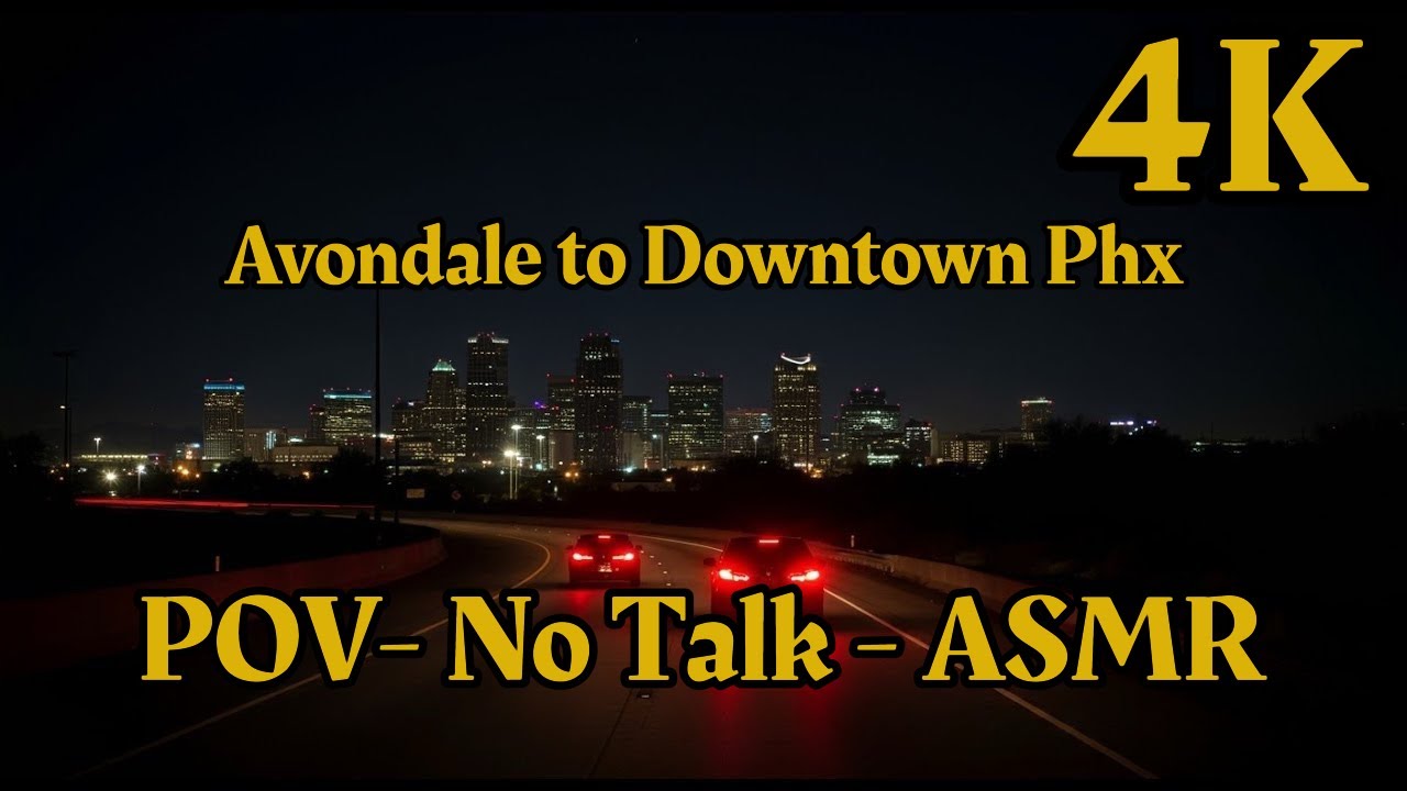 Relaxing Late Night Drive from Avondale to Phoenix Convention Center | POV • No Talk • ASMR | Tesla