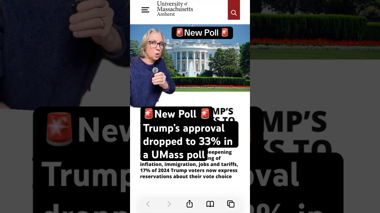 🚨New Poll 🚨Trump&rsquo;s approval  dropped to 33% in a UMass poll