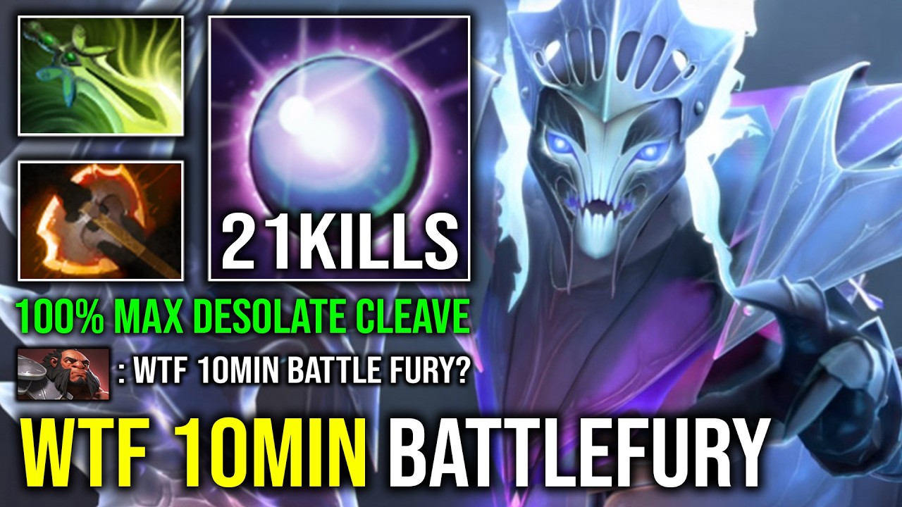 WTF 10MIN BATTLEFURY 1v5 Max Desolate Cleave Right Click Hit Like a Truck Imba Spectre Dota 2