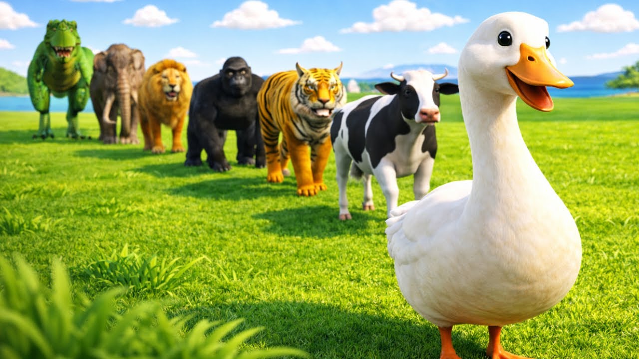 Long Slide Game With Cow Elephant Gorilla Hippopotamus Tiger 3d Animal Game Funny 3d Animals