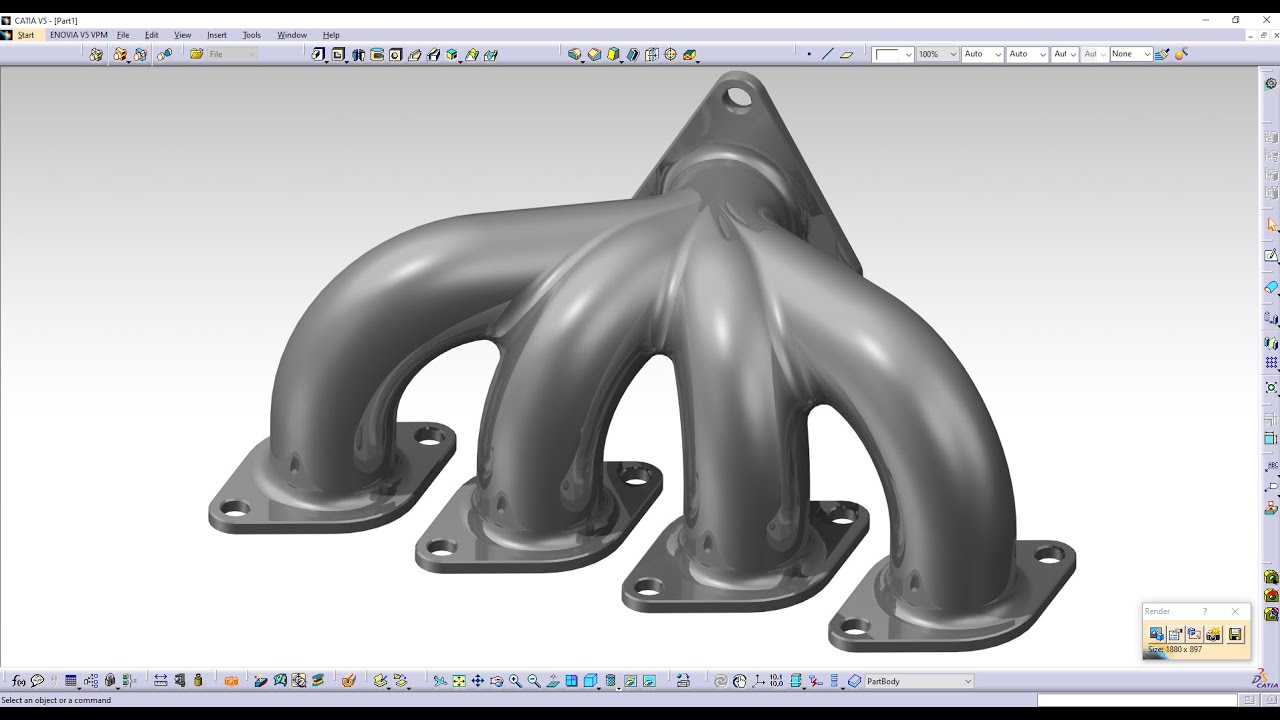 Catia V5 | Exhaust Manifold Desing - [ Catia V5 | Egzoz Manifoldu Tasarımı]