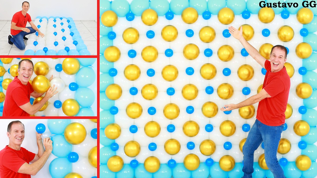 🔴 PARED DE GLOBOS 😉👍 como hacer pared de globos paso a paso - decoracion con globos - Gustavo gg