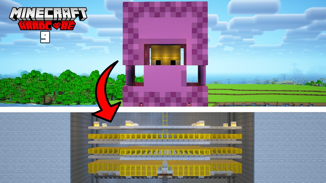 Een Shulkerfarm bouwen onder een Mega Shulkerbox in Hardcore Minecraft!