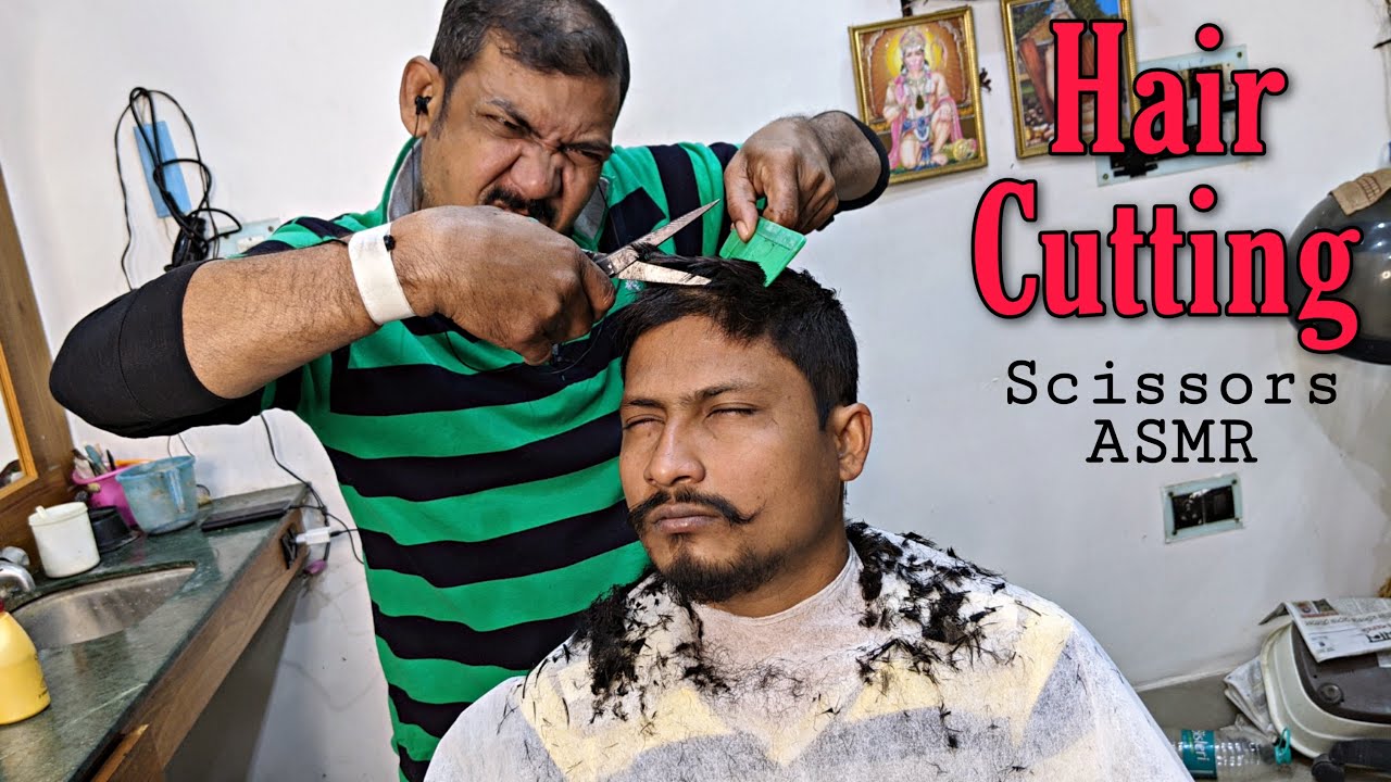 Amazing Hair Cutting Technique by Asim Barber | Big Scissors ASMR | Neck Cracking