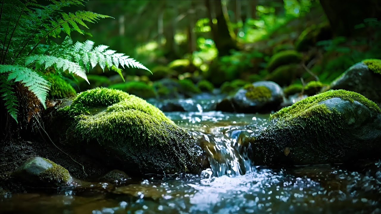Relaxing Forest River Nature Sounds 🌿 Waterfall & Birds Ambience