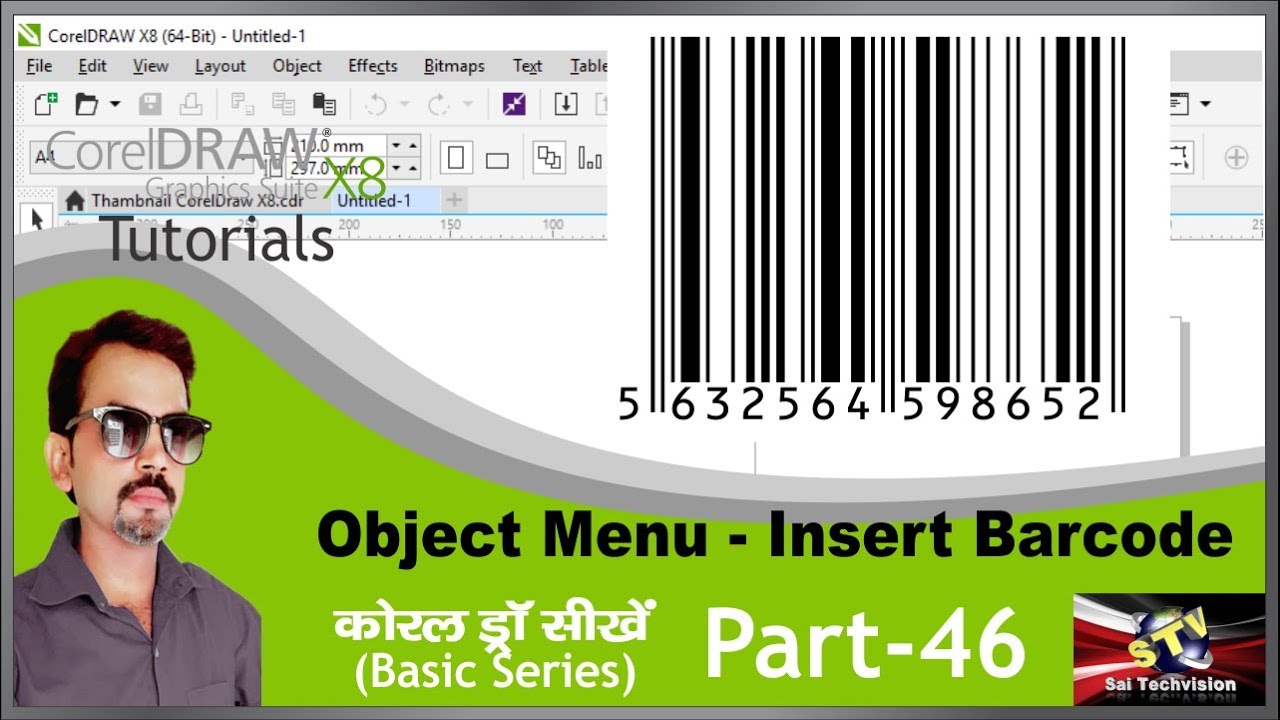 How to Create Barcode by Object Menu in CorelDraw X8 in Hindi (Basic Series) Part-46