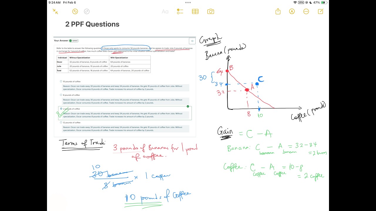 Calculate Gains from Trade: Before and After Specialization