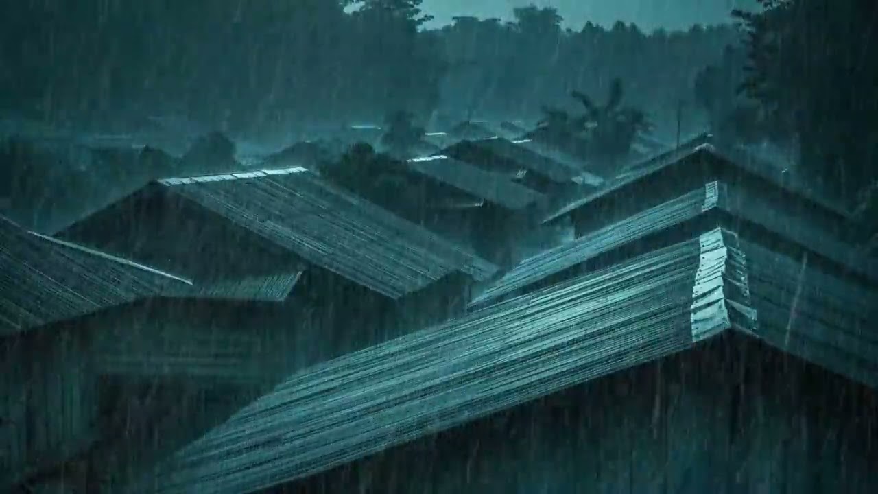 No Ads Rain Sounds for Sleeping - ASMR Torrential Night Rain On Tin Roof for Forced Deep Sleep