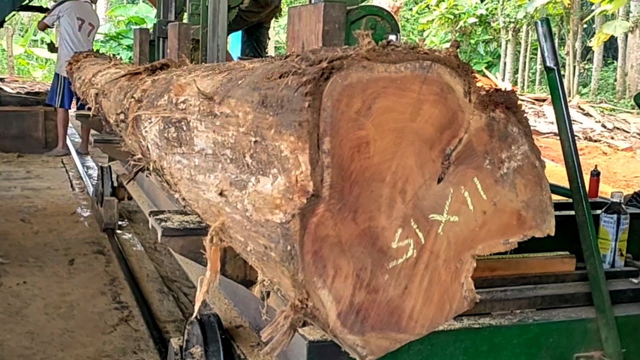 The process of converting logs into frame beams 