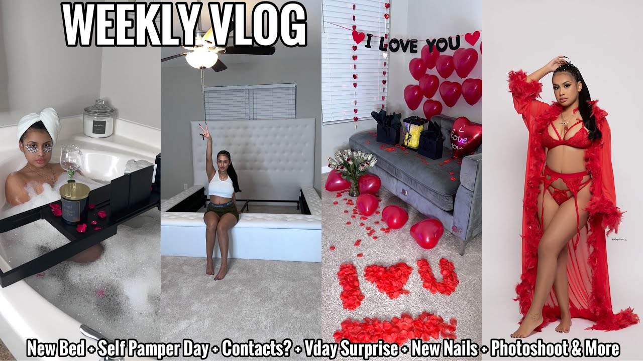 WEEKLY VLOG | NEW BED + SELF PAMPER DAY + CONTACTS? + VDAY SURPRISE + NEW NAILS & More