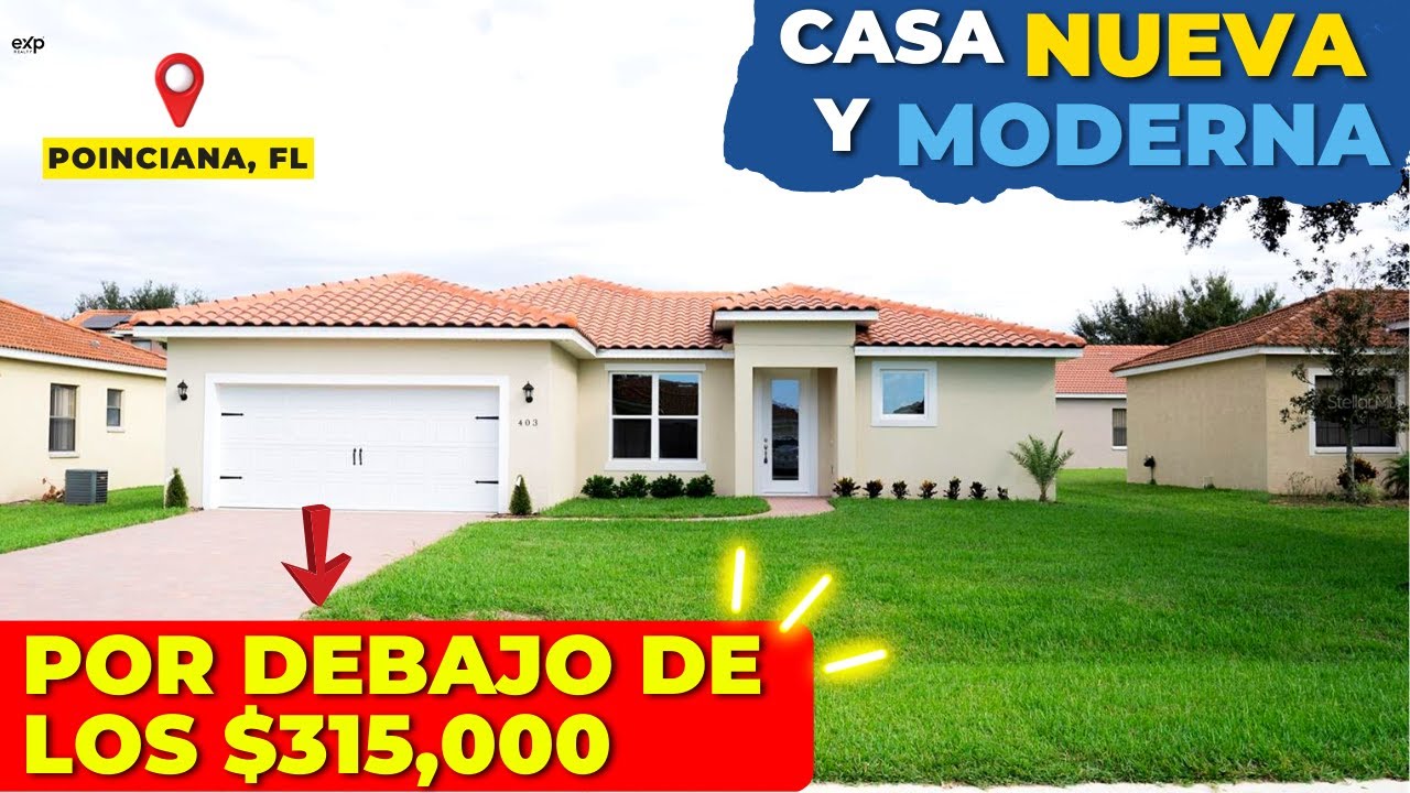 Casa NUEVA y MODERNA en una EXCLUSIVA Comunidad de Poinciana, FL! Por debajo de los $315,000😱🔥🚨