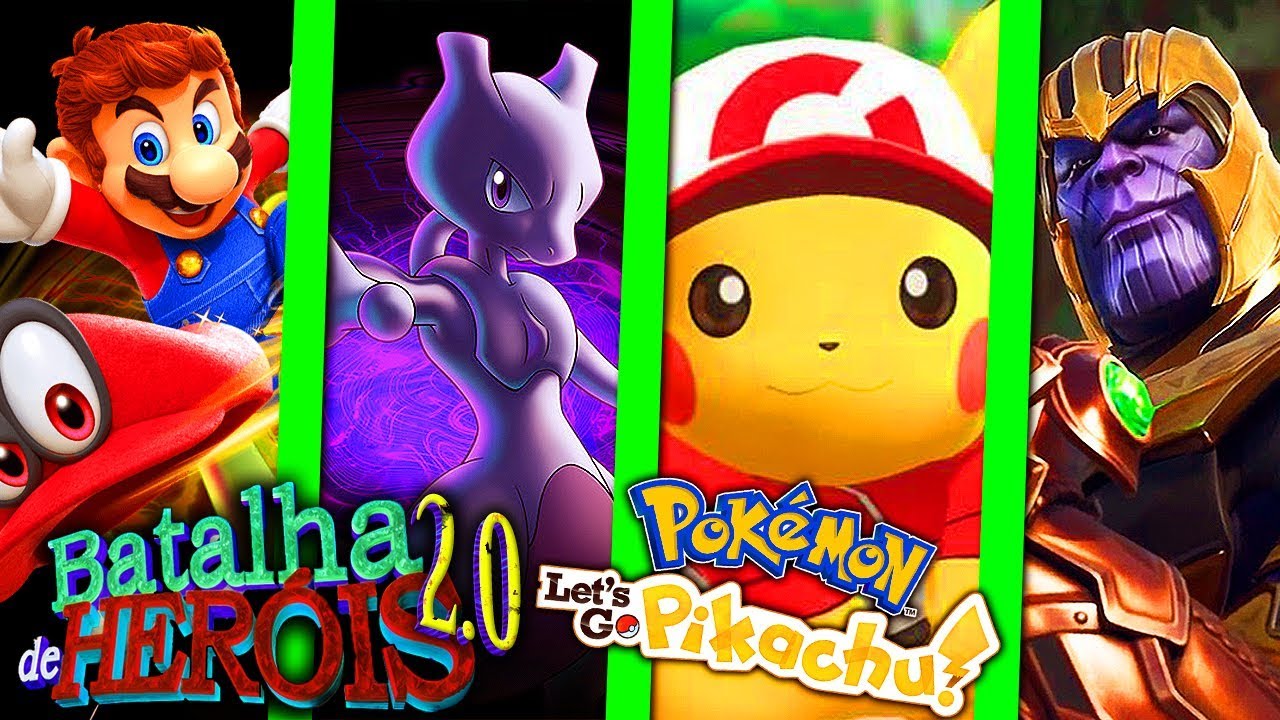 Minecraft BATALHA DE HERÓIS 2.0 - MEWTWO vs THANOS vs SUPER MARIO ! POKÉMON LET'S GO ÉPICO !!