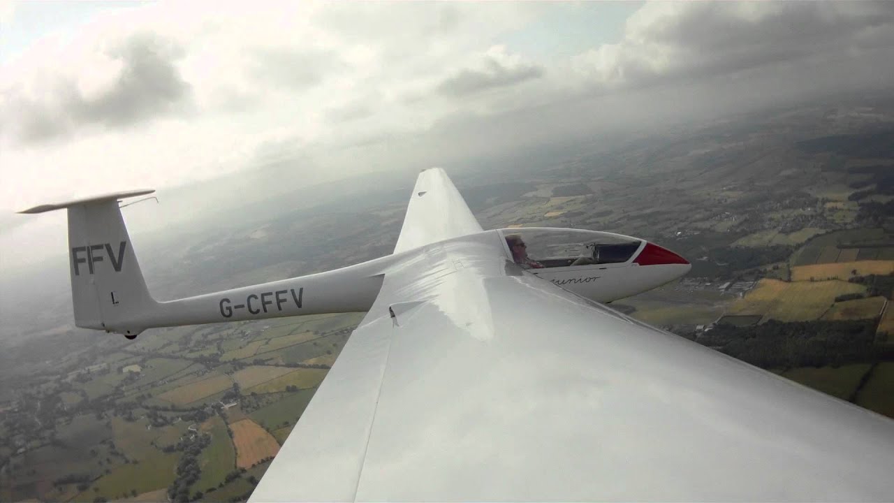 Take-off, loops and landing in a glider.