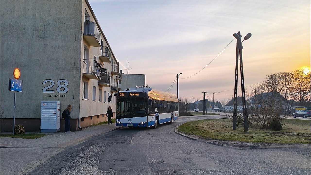 Kombus K&oacute;rnik Linia 513 kierunek Krzesiny.Solaris Urbino 12lV Electric.