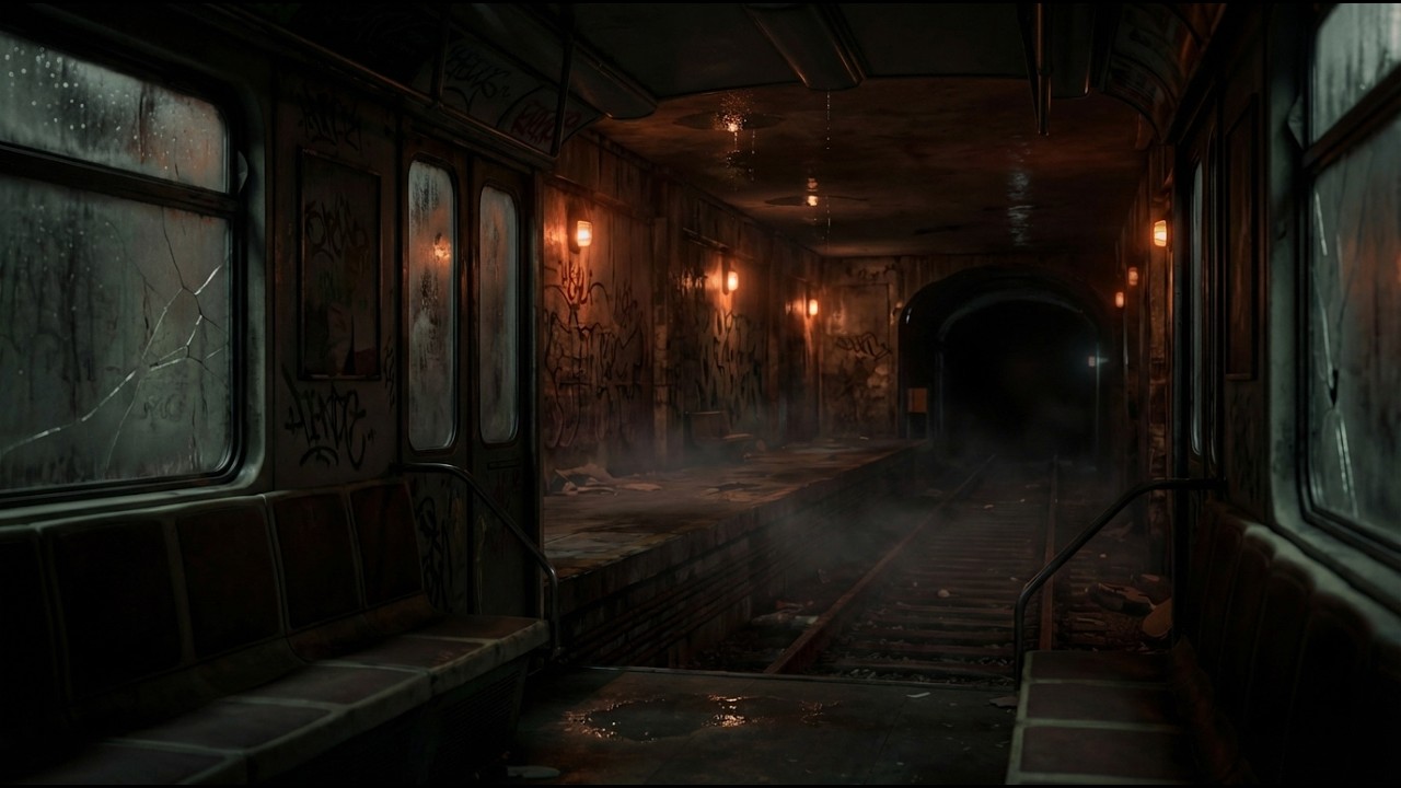 Abandoned Subway Tunnel 🚇🌫️ Dripping Water & Flickering Lights | Dark Ambient 4K (2 Hours)