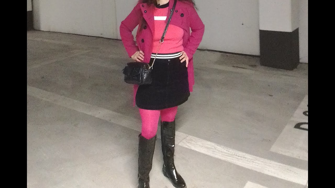 tenue du jour ensemble fuchsia et noir - outfit of the day fuchsia and black set