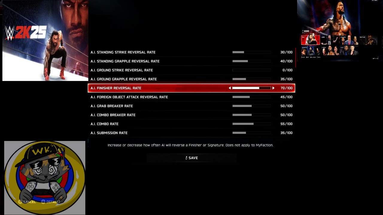 WWE 2k25 realistic Custom Sliders AI vs. AI more options than ever. (1st Testing out)
