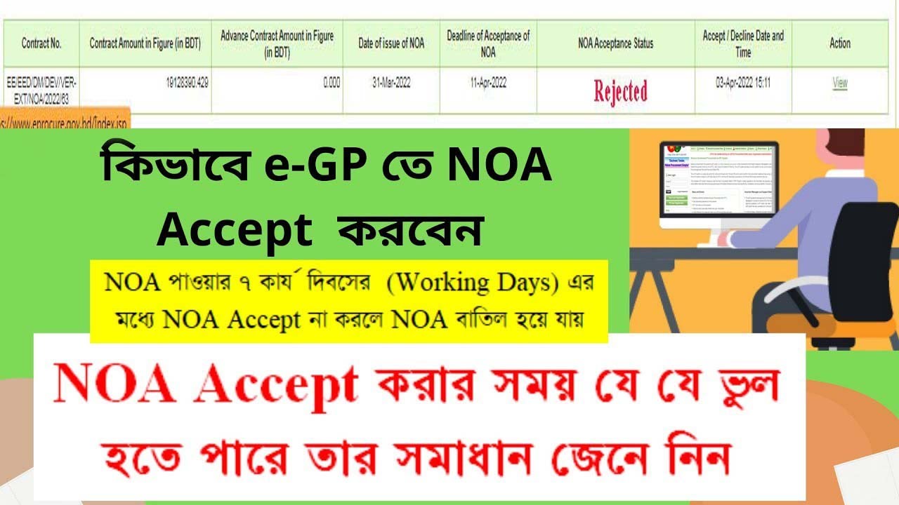 eGP NOA Accept How to Accept Notification Of Award (NOA) eGP NOA কিভাবে NOA Accept করা যায় 2022