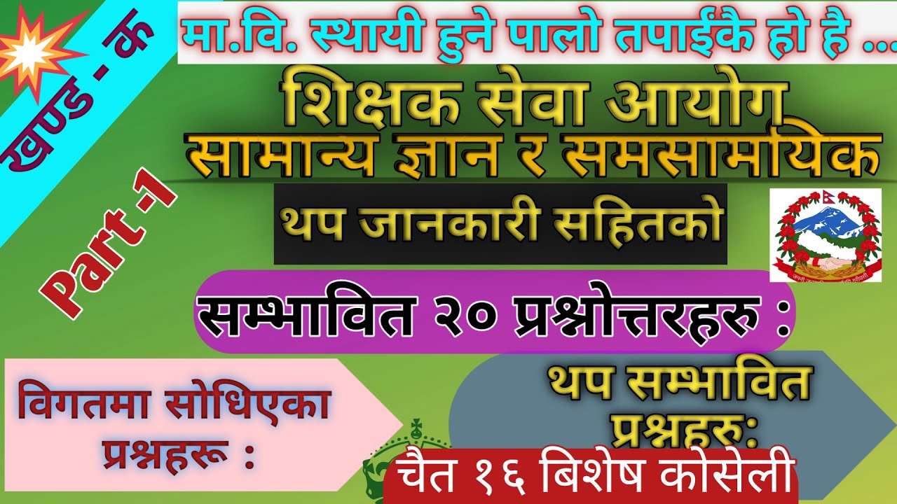 Ma.vi. First Paper Model Question || tsc model questions set 2081||part-1 GK Khanda|| @highlights