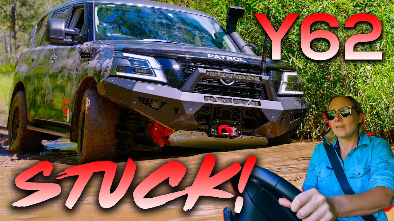 Внедорожный Nissan Patrol Y62 4WD застрял в грязи | Тест лебёдки на 4WD Offroad