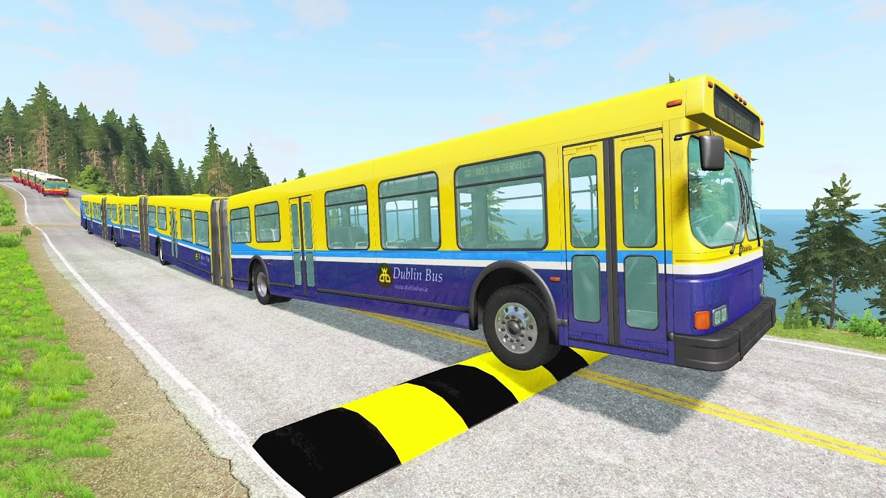 TRUCKS And BUS vs MASSIVE SPEED BUMPS #4 - BeamNG.Drive