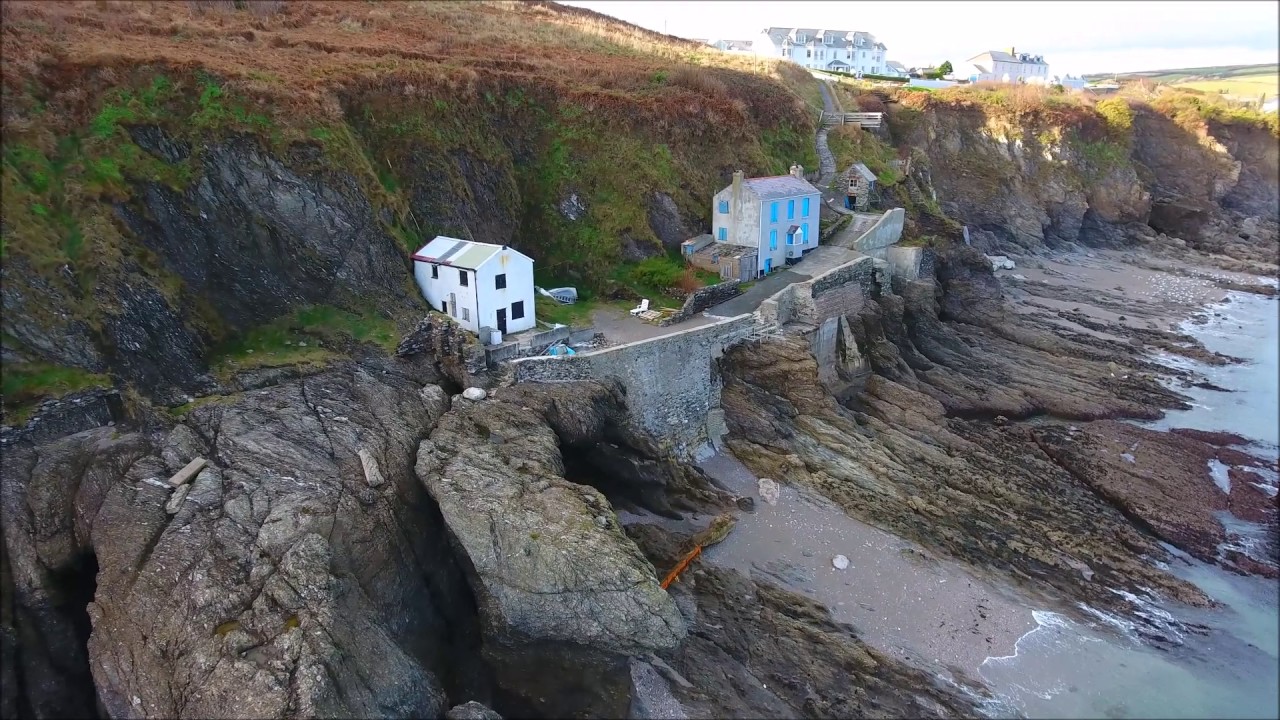 The Long Lost Village of Hallsands & Start Point Lighthouse Devon from above DJI Drone