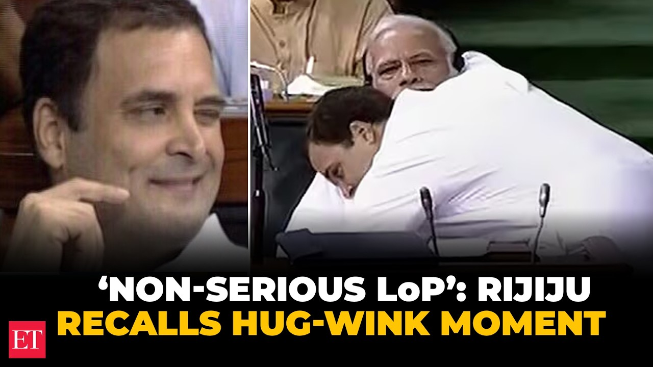 ‘Aankh Maarta Hai’: Rijiju mocks Rahul’s 2018 ‘Wink and Hug’ in LS, calls LoP’s conduct non-serious