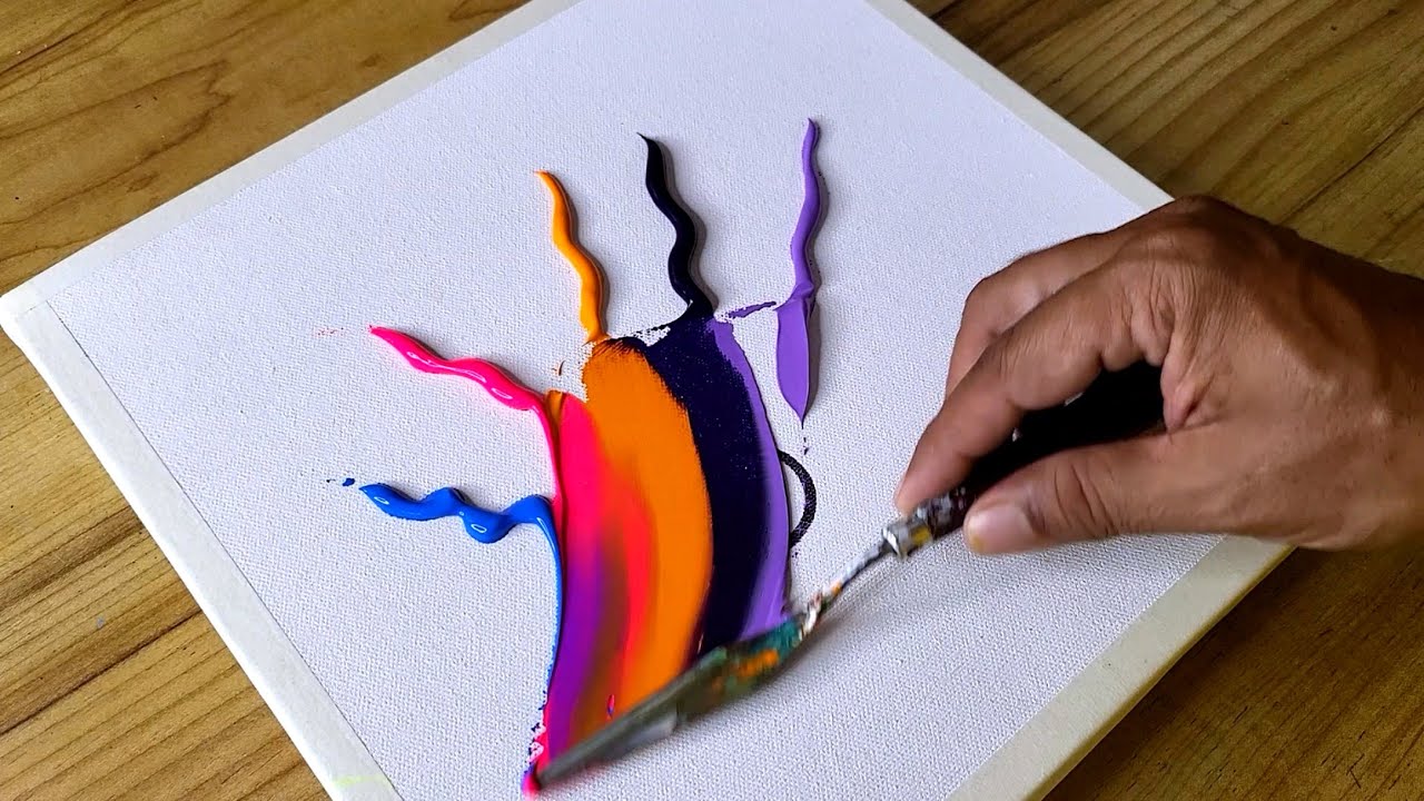 Easy Acrylic Painting Technique / Using Various Tools / Colorful Abstract Painting