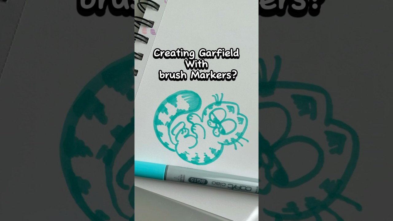 Doodling Garfield with brush markers ✨#garfield