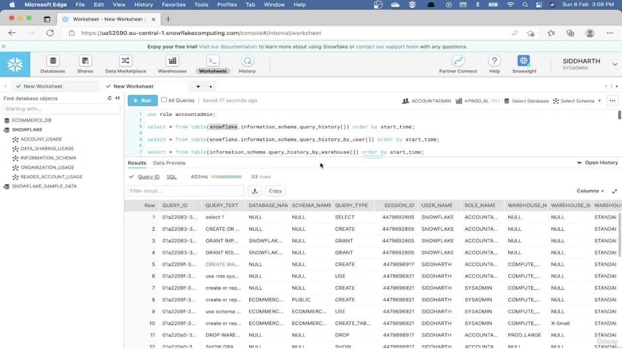 4.7 - Lab: Check Query Profile and History in Snowflake
