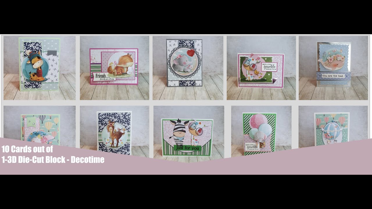 10 Cards out of 1 3D Die-cut PaperBlock  || Decotime || Action