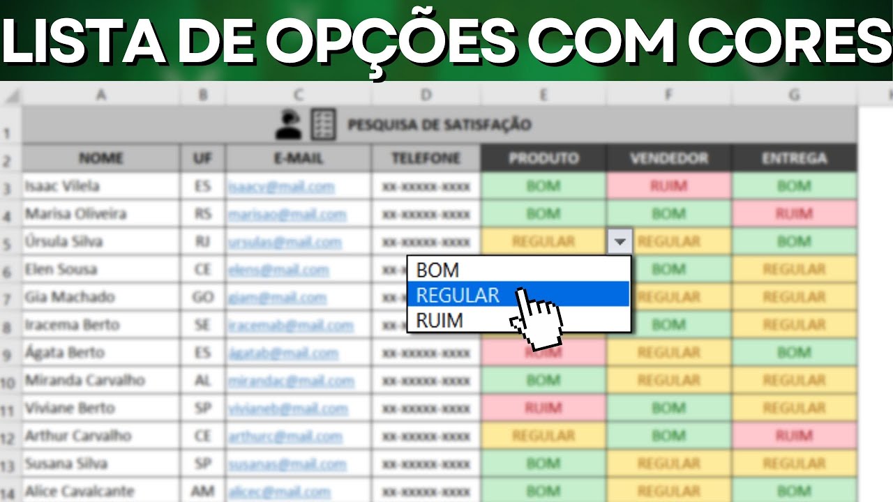 Como Criar uma Lista de Opções com Cores Automáticas | Automatizar Tarefas dia a dia no Excel