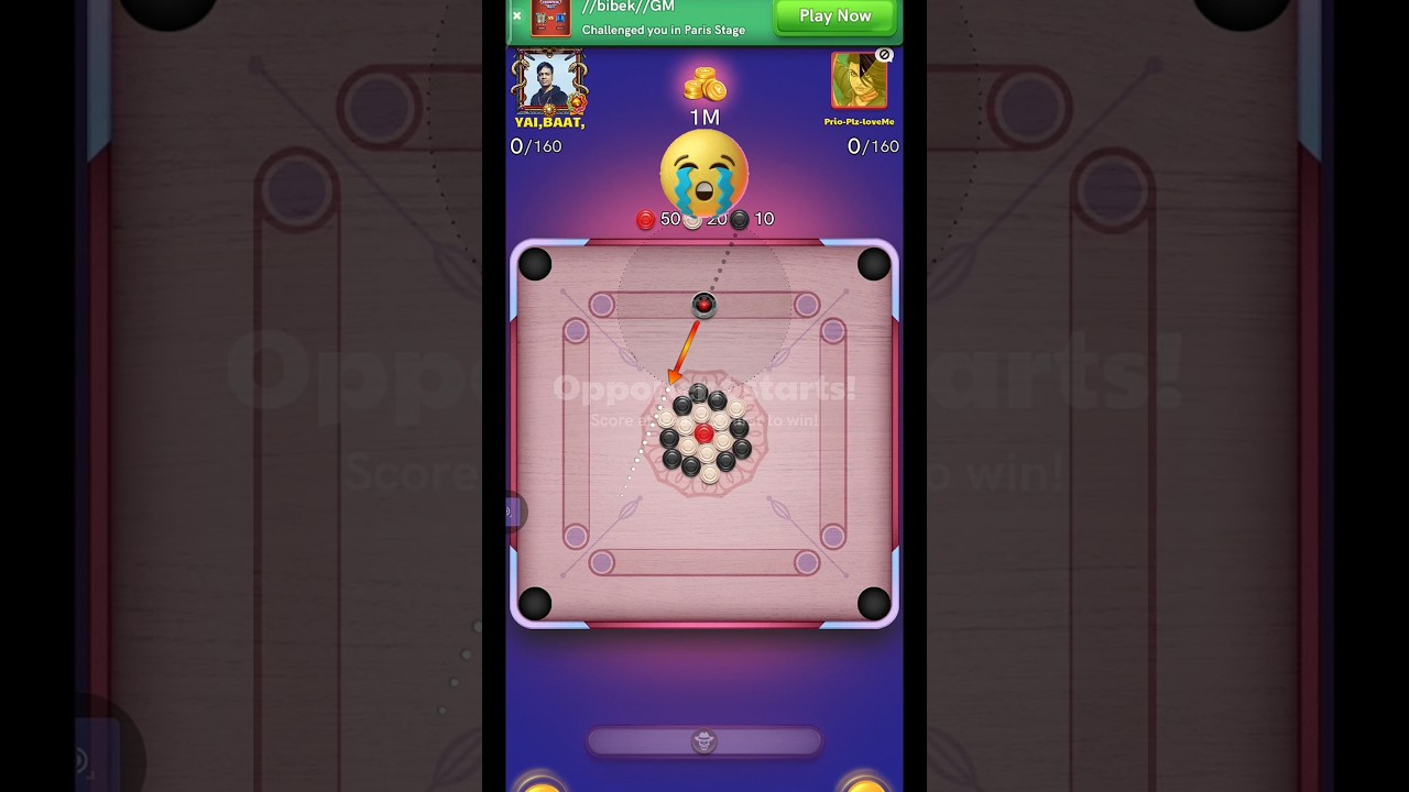 ☹️carrom pool 1M table opponent auto play 🤬 #auto #yaibaatgaming #carrompool