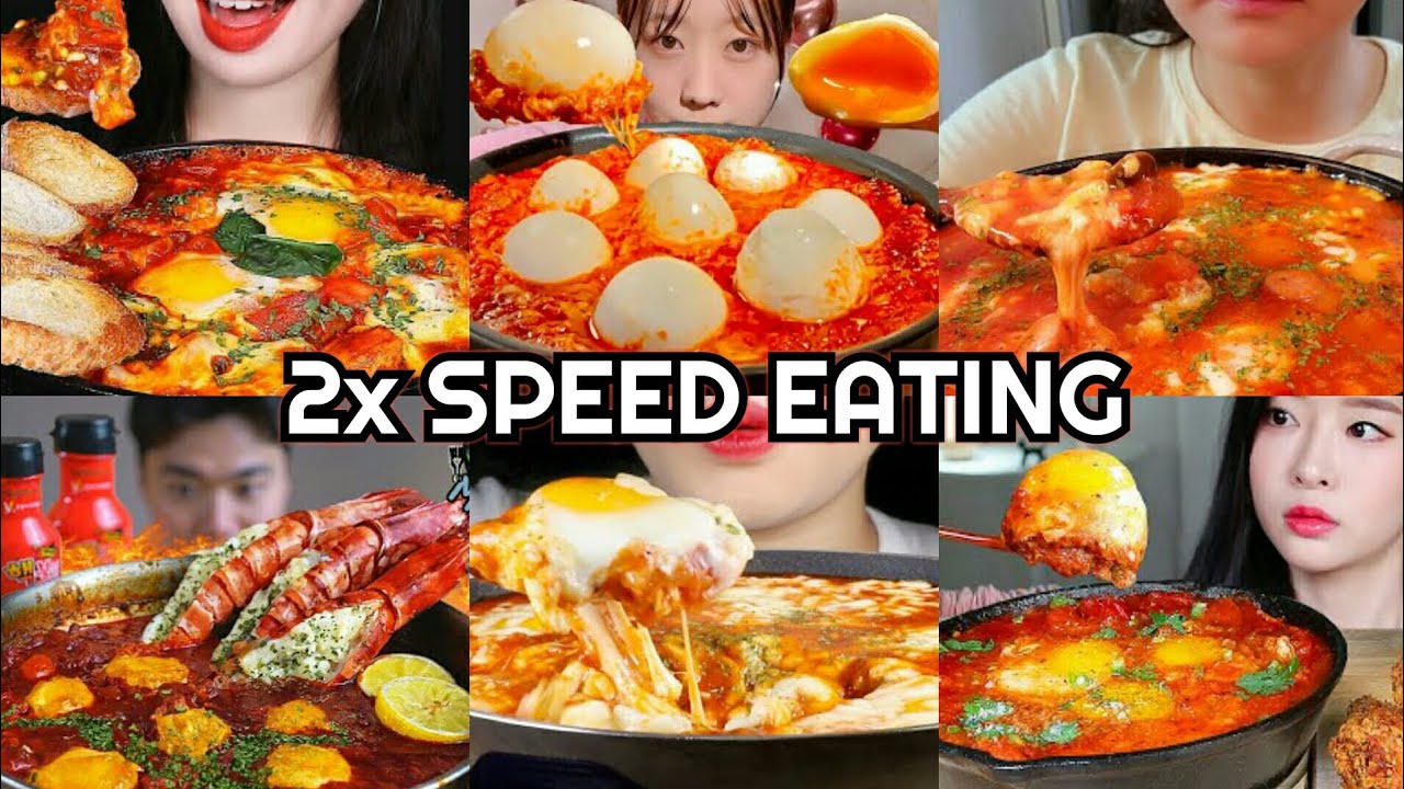 Spicy Egg In Hell ShakShuka Mukbang ASMR | 2x Speed Eating Show