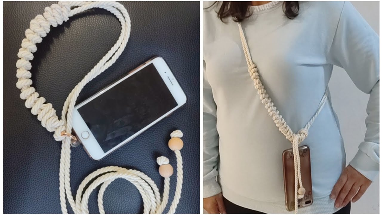Easy and handmade tutorial for mobile phone hanging with macrame thread#diy #macrametutorial 