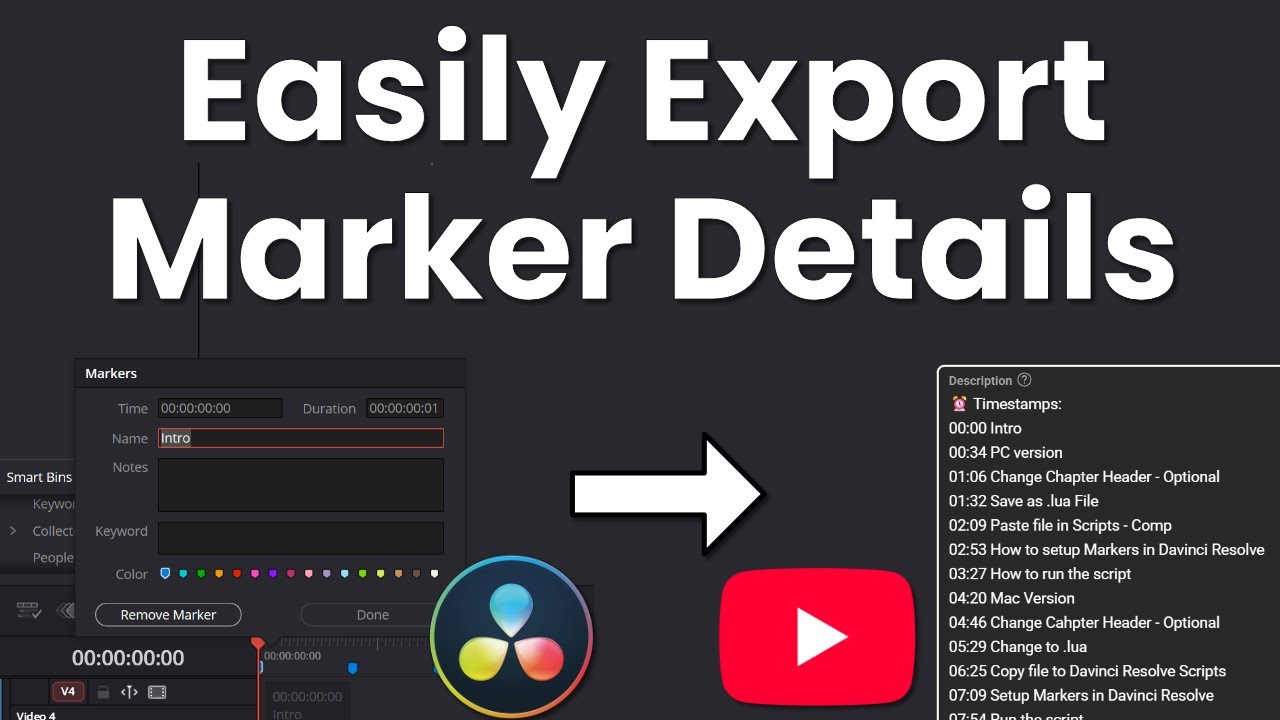How To Easily Export Marker Details From Davinci Resolve Formatted for YouTube