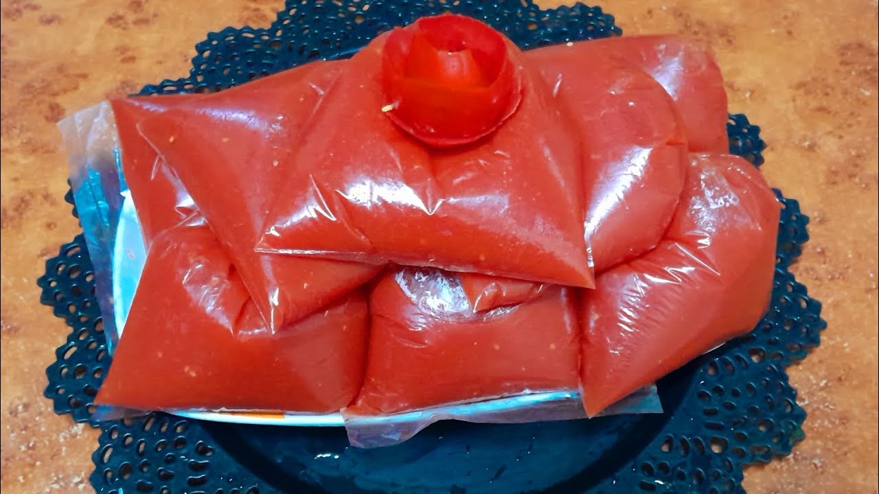 طريقه تخزين الطماطم 🍅صلصة طماطم فى الفريزر من السنه للسنه #اكله فى السريع مع دودو 👌