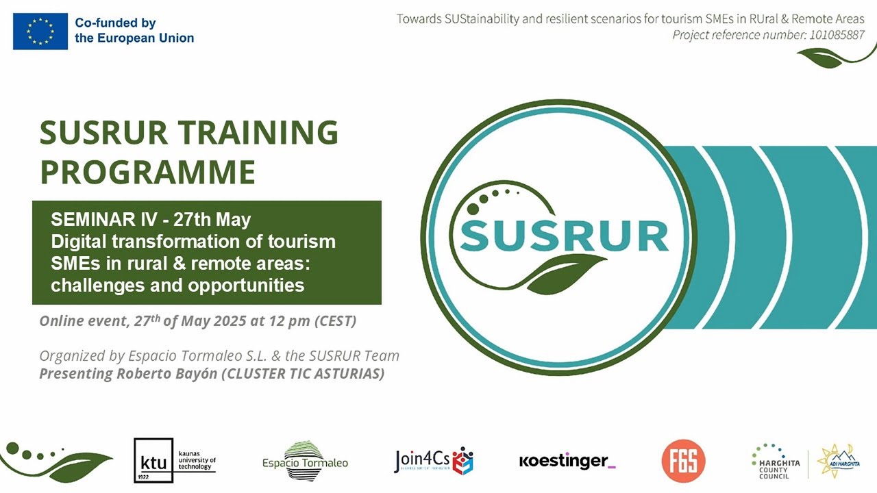Digital Transformation of Tourism SMEs in Rural & Remote Areas (SUSRUR WP6 Training webinar)