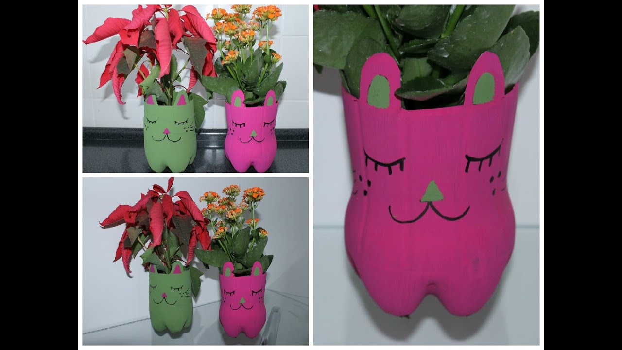 VASO DE PLANTA FEITO COM GARRAFA PET, SUPER FACIL E CRIATIVO