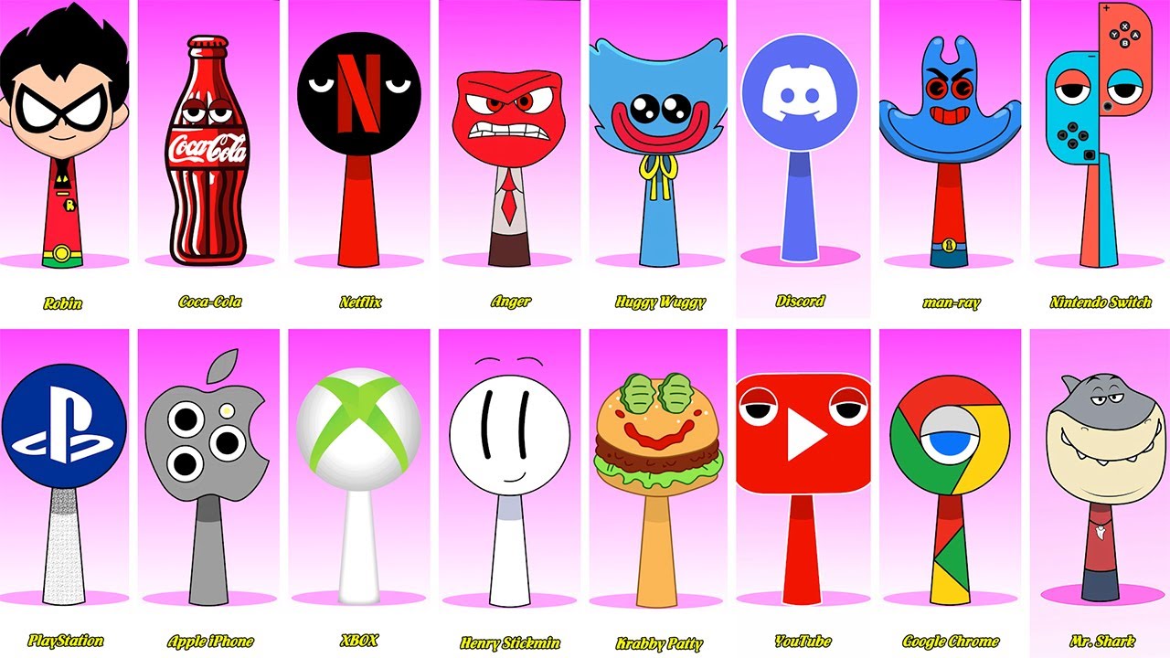 Incredibox Sprunki OC Phase 1 to Phase 3 Pepsi, I Alphabet Lore Youtube Like, Huggy Wuggy, Netflix