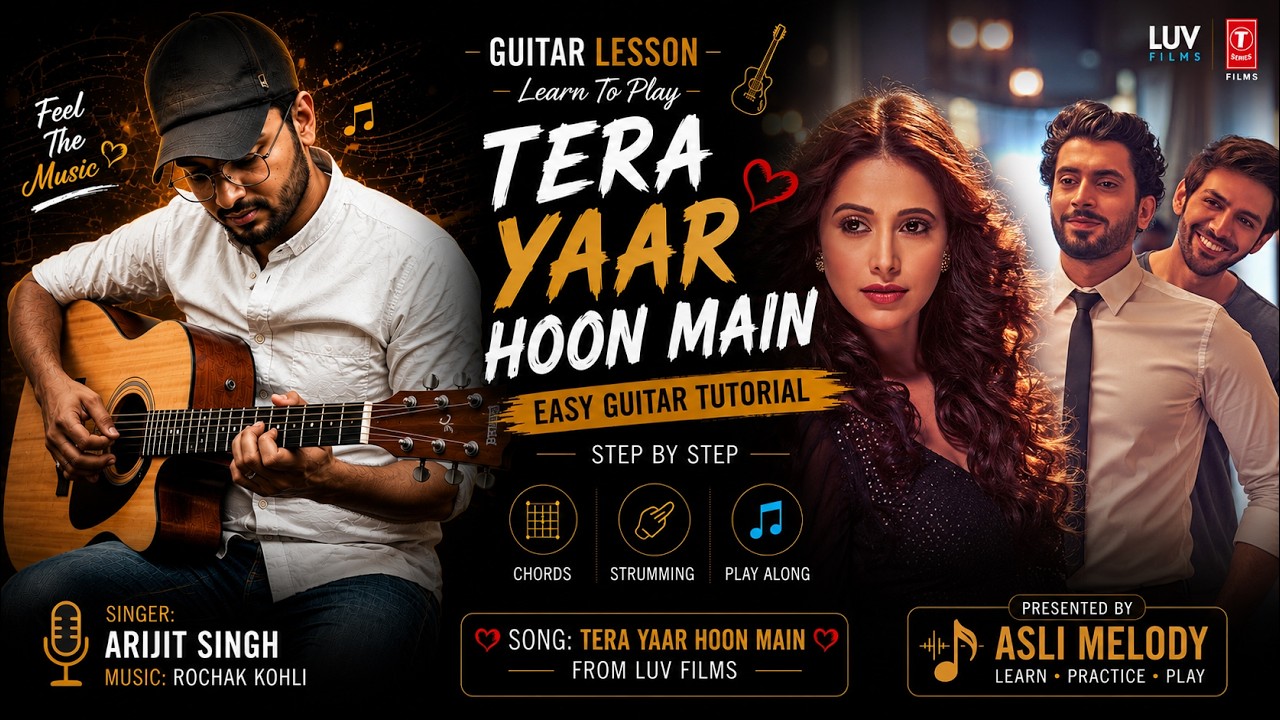 Tera yaar hoon main | Sonu ke titu ki sweety | Guitar Lesson for Beginners | Open Easy Guitar Chords