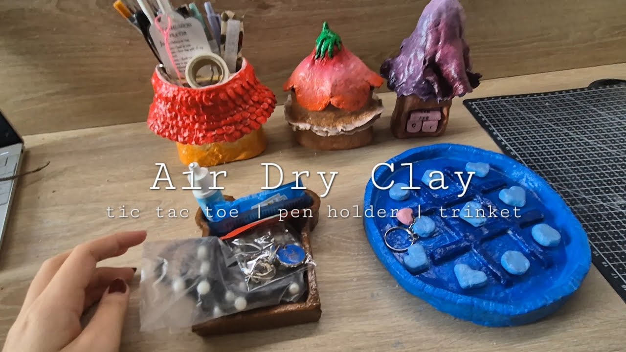 Air Dry Clay | tic tac toe | pen holder | calendar | trinket | stress release 😪
