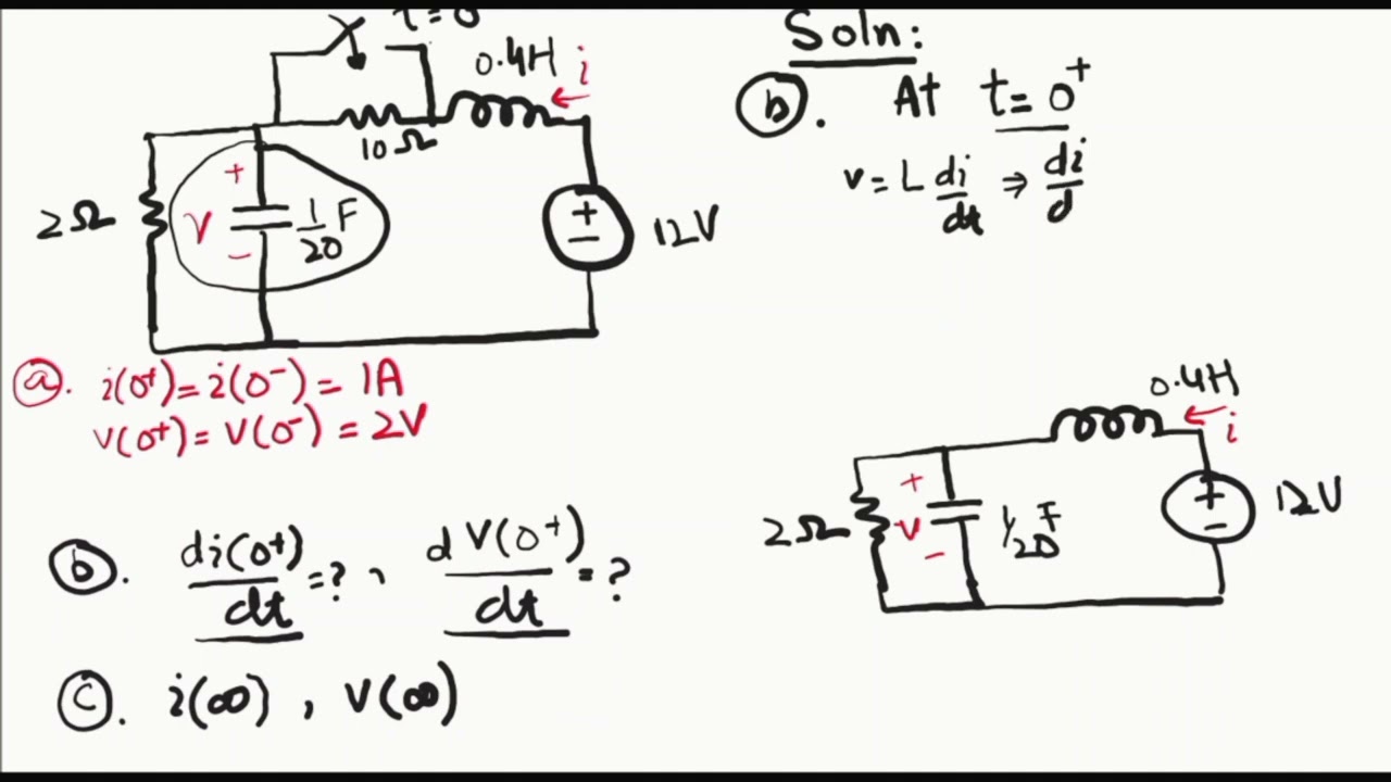 RLC Circuit Easy Problem Solution 2024 | Second Order Circuits # 1