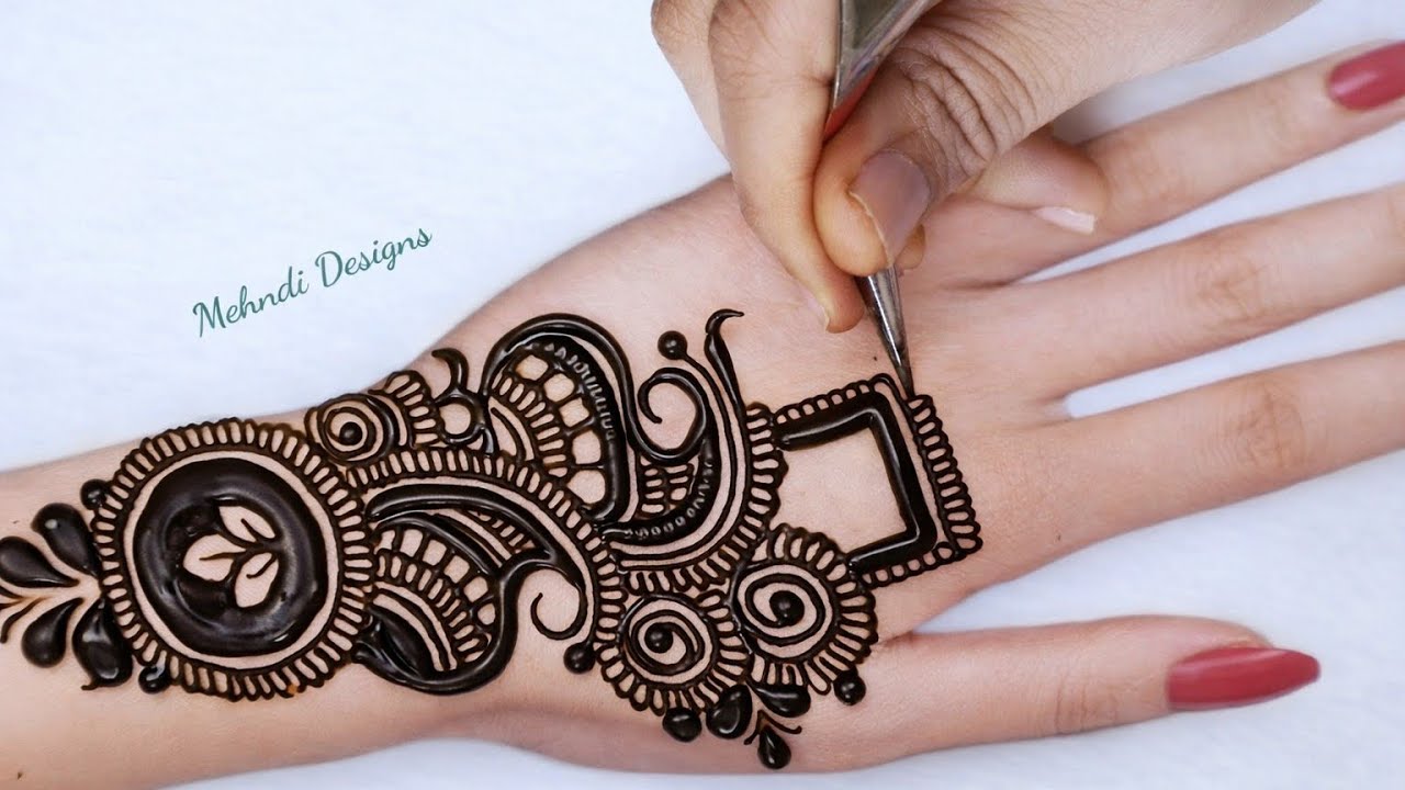 Mehndi design full hand simple arabic back side | Best arabic mehndi designs for front hands