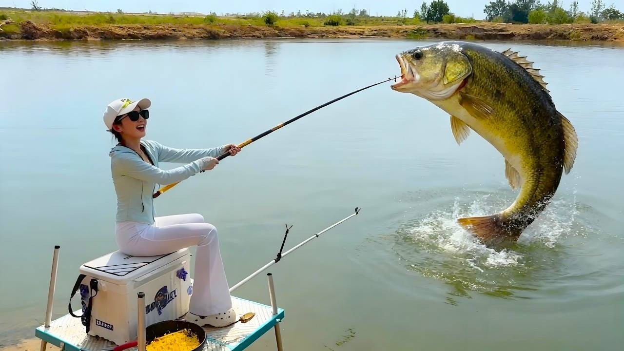 128塊最便宜釣費？美女探釣荒山百米天坑，可否釣到深水百斤巨物？#fishing