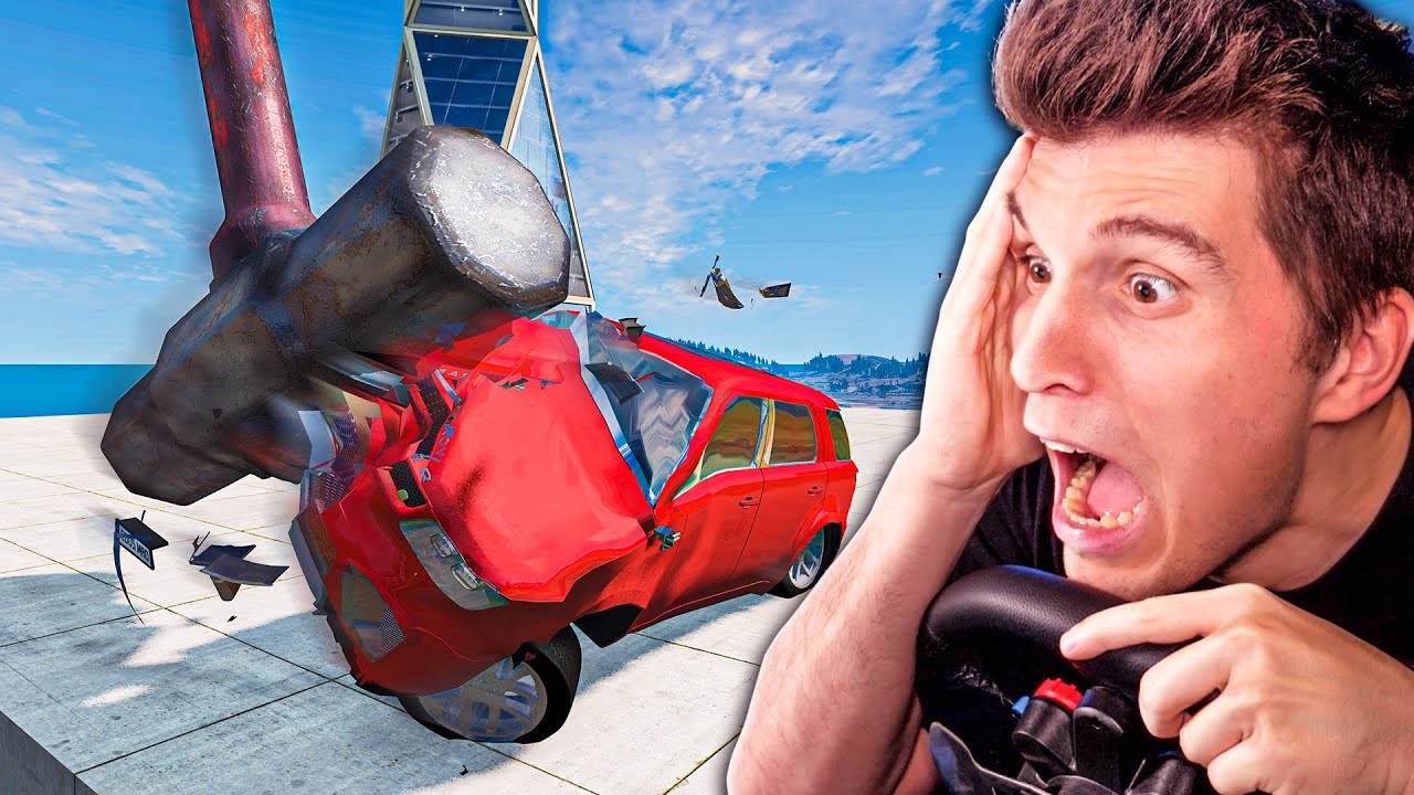 Der XXL HAMMER schießt AUTOS vom Dach | BeamNG