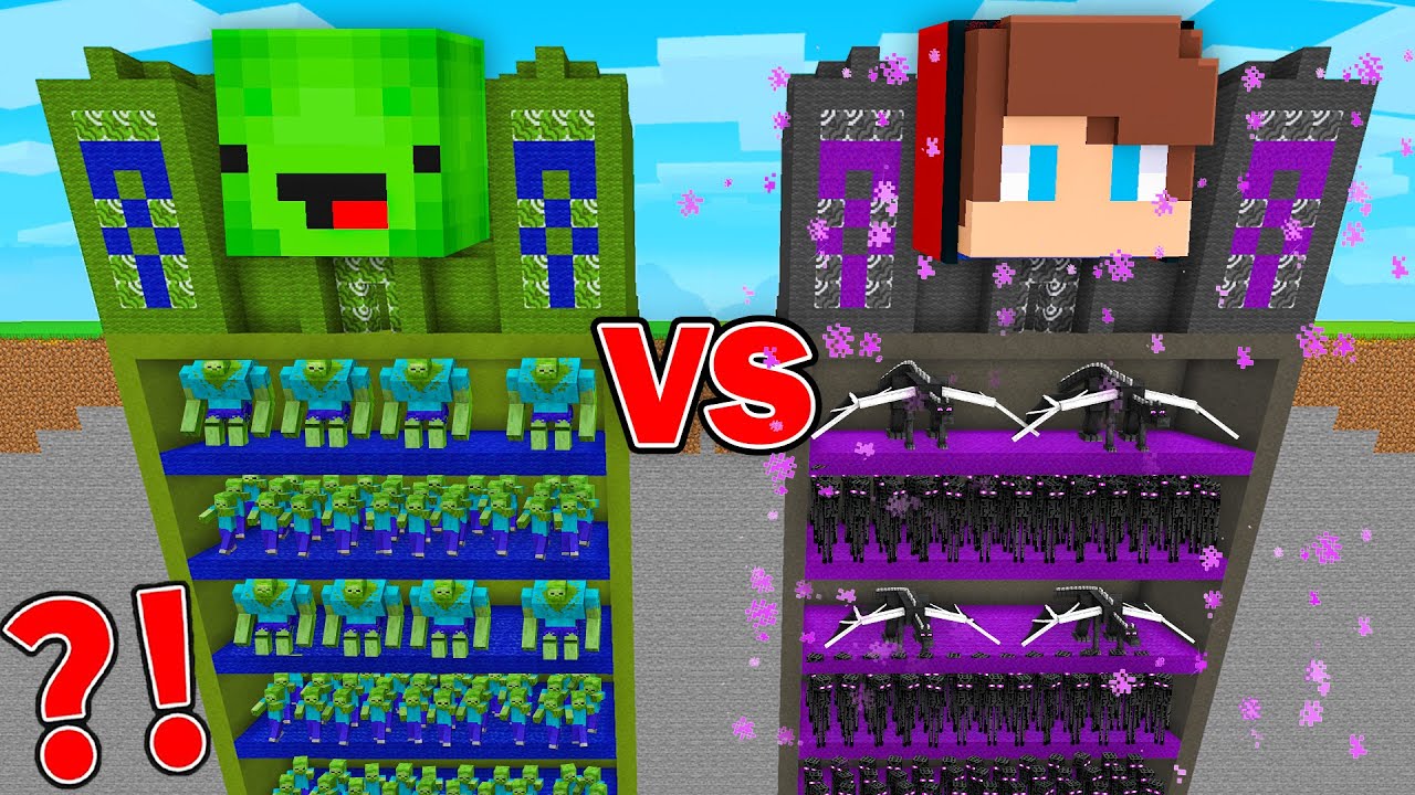 Mikey ZOMBIE vs JJ ENDERMAN Temple Underground Base in Minecraft ! - Maizen